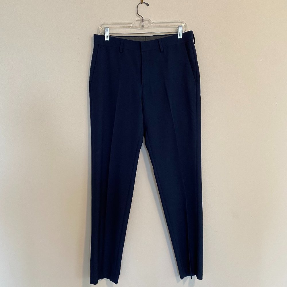 Navy Blue Slim Fit Dress Pants - Haggar Premium